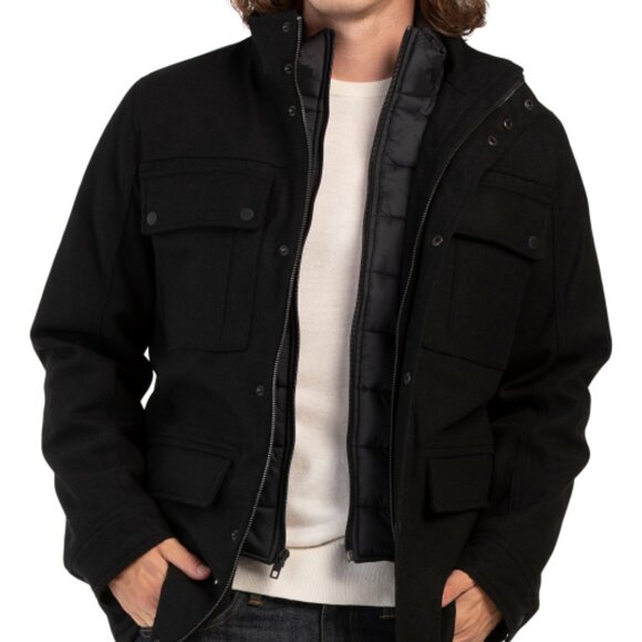 NEW GUESS Wool Blend Water Repellant Jacket Sangria for men 462tn - Picture 5 of 8